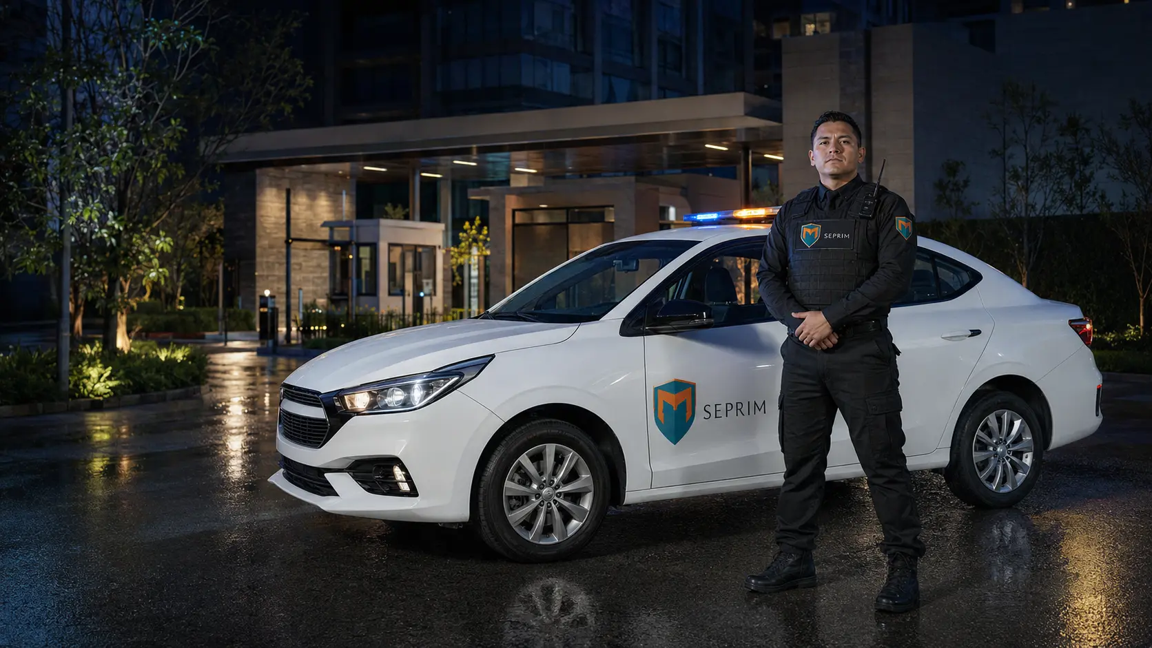 Supervisor y unidad de patrullaje SEPRIM durante una operación nocturna